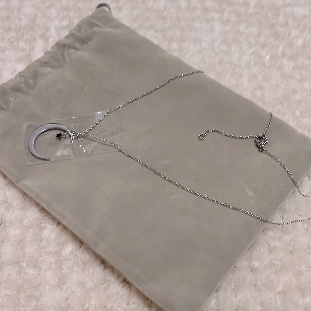 ADORNIA Hanging Moon & Star Silver Necklace - Picture 3 of 6